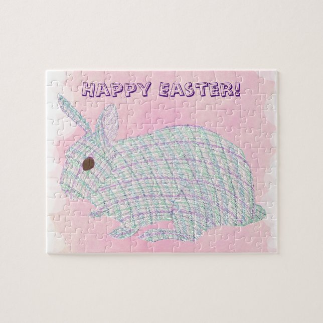 Lapin Plaid Rabbit Joyeux Puzzles de Pâques (Horizontal)