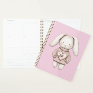 Lapin rose mignon et doux Veste rose coeur
