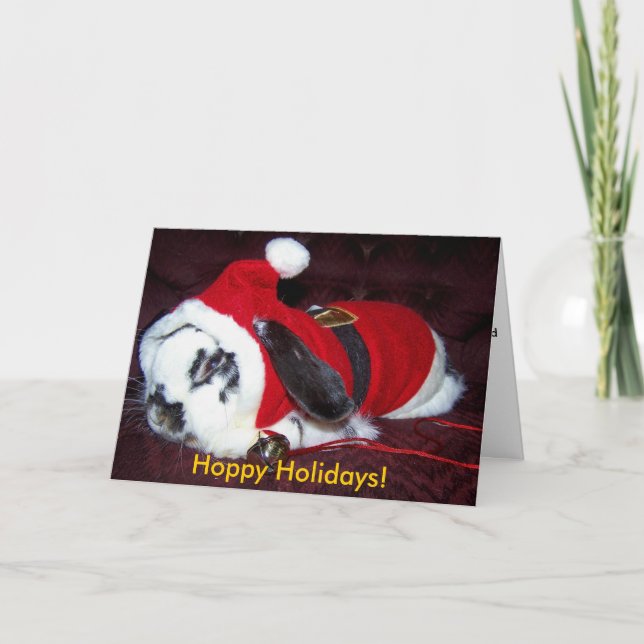 Lapin "vacances de houblon de Père Noël !" Carte (Devant)
