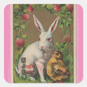 Lapin vintage Avec Chick Sticker Pâques