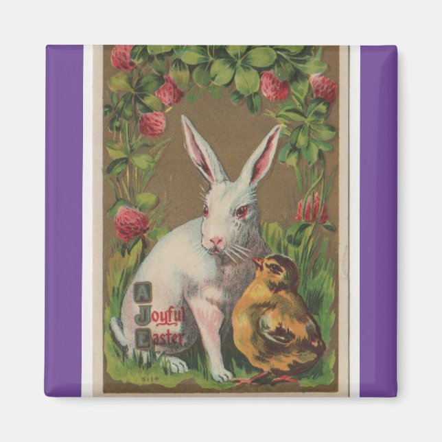 Lapin vintage Et Aimant À La Poulette (Devant)