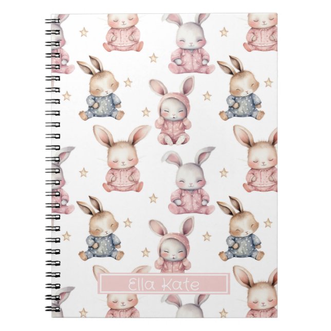 Lapins de lapin couché Carnet personnalisé (Devant)