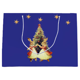 LAPINS DE NOËL DANSEURS AVEC SAC CADO POUR ARBRE