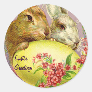 Lapins de Pâques et Autocollants Vintage d'Oeufs