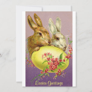 Lapins de Pâques et Invitation Vintage d'Oeuf