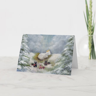 Lapins et carte de Noël d'agneau