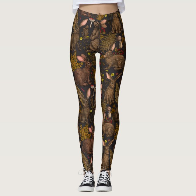 Lapins et flore boisée Leggings (Devant)