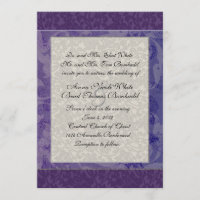 Lapis and Silver Damask Style Wedding Invitation