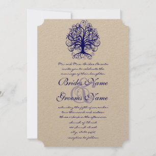 Lapis Bleu Romantique Arbre Mariage Invitations
