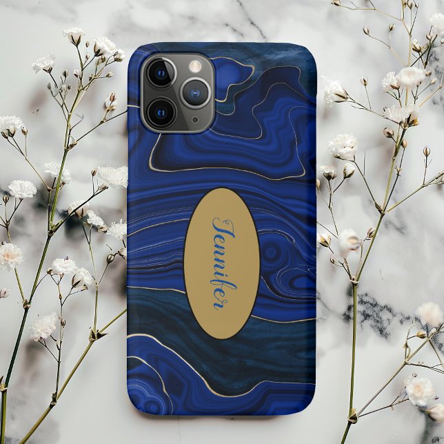Lapis Blue Agate Swirls Personalized Case-Mate iPhone Case (Creator Uploaded)