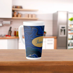 Lapis Blue Agate Swirls Personalized Latte Mug