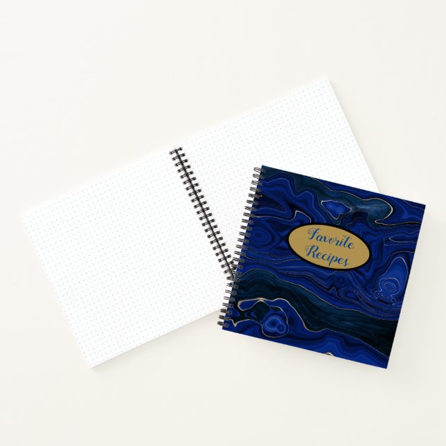 Lapis Blue Agate Swirls Recipe Notebook (Inside)