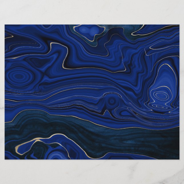 Lapis Blue Agate Swirls Scrapbook Paper (Front)