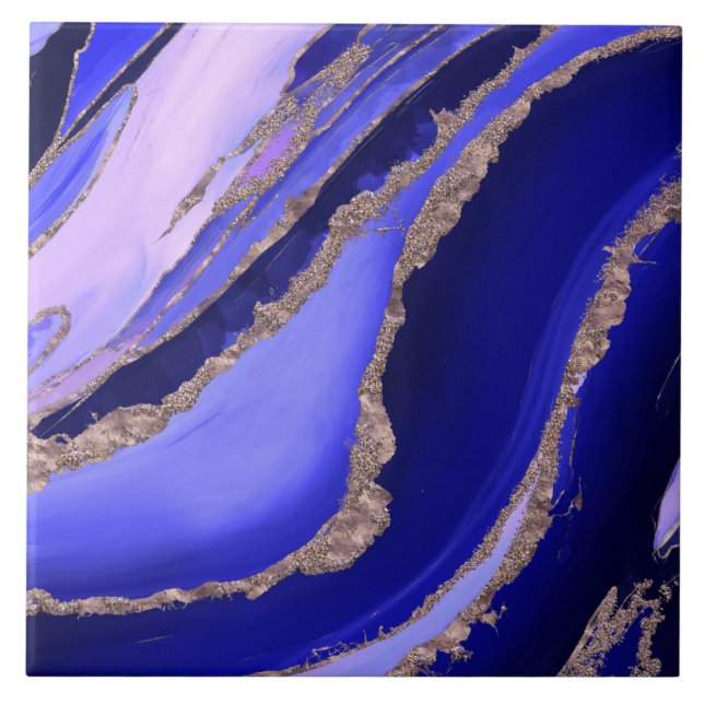 Lapis Blue and Lavender Flow Tile (Front)