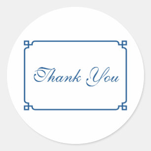 Lapis Blue Deco Chic Wedding Thank You Classic Round Sticker