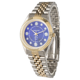 Lapis Lazuli Blue Diamond Custom Saying Dial Gift Watch