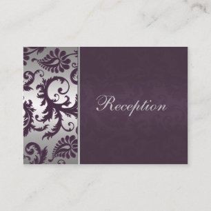 Lapis Purple and Silver Grey Damask Enclosure Card
