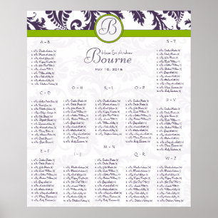 Lapis Purple Damask Green Seating Chart 12 Tables