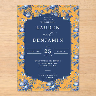 Lapis Rose Wedding Acrylic Invitations