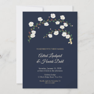 Lapland Diapensia Navy Winter Wedding Invitation