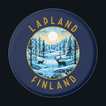 Lapland Finland Deer Retro Distressed Circle Magnet<br><div class="desc">Lapland retro vector travel design. Lapland is Finland’s northernmost region known for its vast subarctic wilderness,  ski resorts and natural phenomena.</div>
