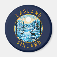 Lapland Finland Deer Retro Distressed Circle