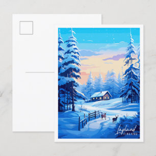 Lapland Finland vintage travel illustration Postcard