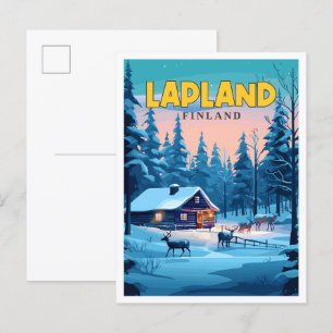 Lapland Finland vintage travel illustration Postcard