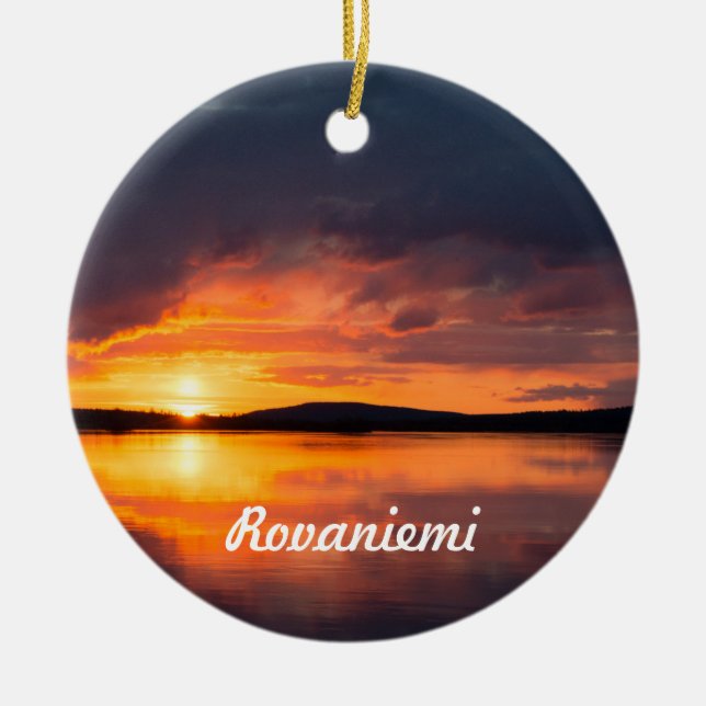 Lapland Sunset Ceramic Ornament (Front)