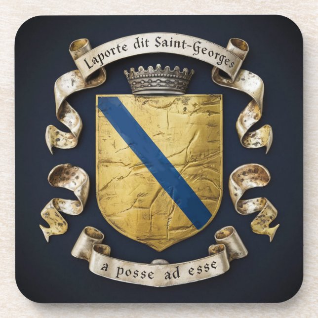 Laporte dit Saint Georges Coat of Arms 5 Coaster (Front)