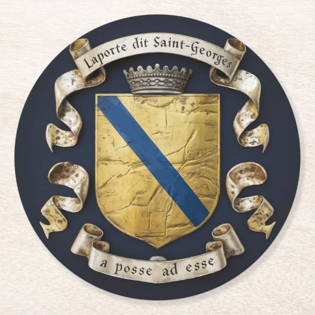 Laporte dit Saint Georges Coat of Arms 5 Round Paper Coaster (Front)