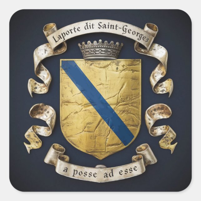 Laporte dit Saint Georges Coat of Arms 5 Square Sticker (Front)