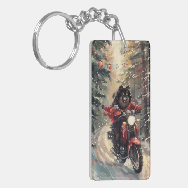 Lapphund Finlandais Chien à cheval Moto Noël (Devant gauche)