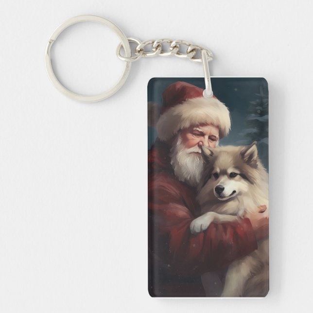 Lapphund finlandais Noël festif du Père Noël (Devant)