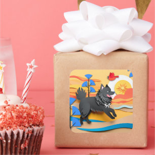 LAPPY GO LUCKY Lapphund Square Sticker