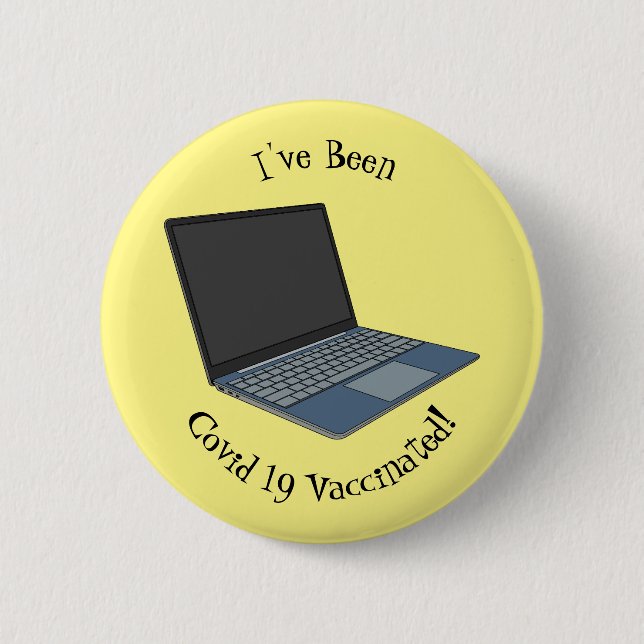 Laptop cartoon illustration 2 inch round button (Front)