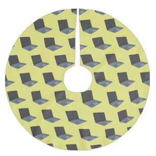Laptop cartoon illustration brushed polyester tree skirt