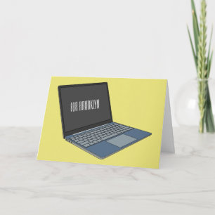 Laptop cartoon illustration card