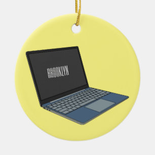 Laptop cartoon illustration  ceramic ornament