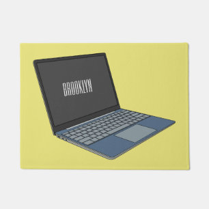 Laptop cartoon illustration doormat