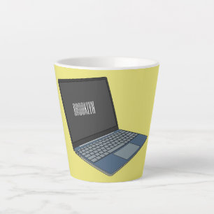 Laptop cartoon illustration latte mug