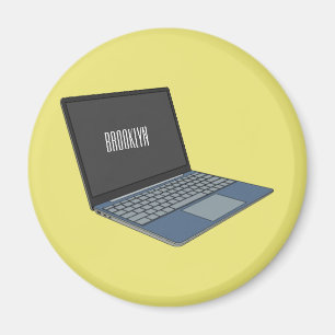 Laptop cartoon illustration magnet