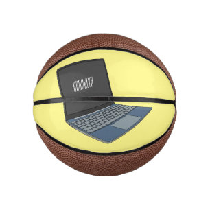 Laptop cartoon illustration mini basketball