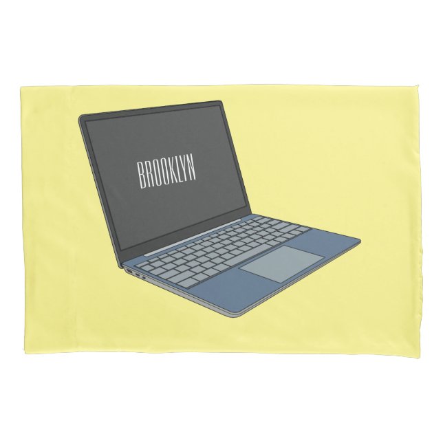 Laptop cartoon illustration  pillowcase (Front)