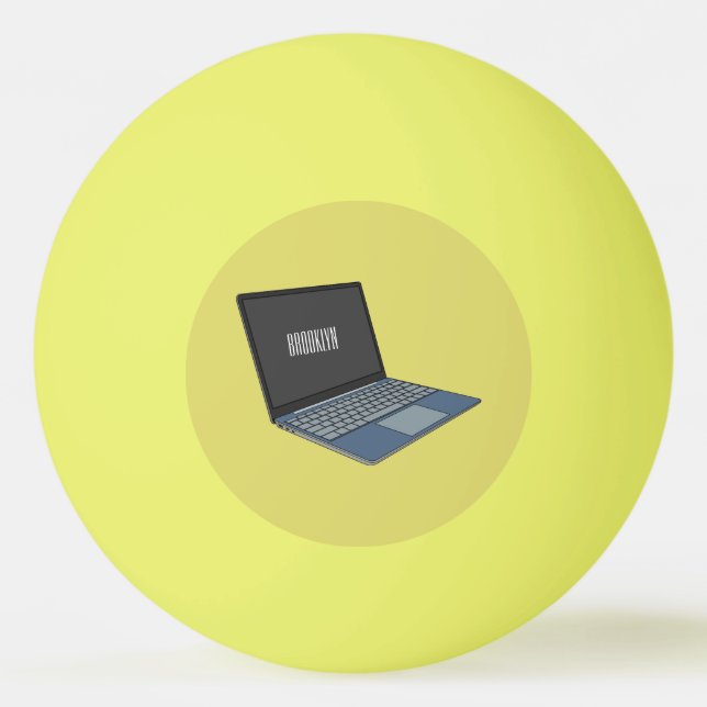 Laptop cartoon illustration  ping pong ball (Front)