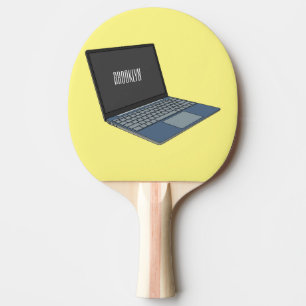 Laptop cartoon illustration ping pong paddle