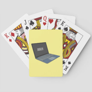 Laptop cartoon illustration  playing cards