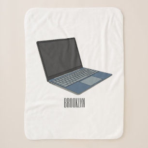 Laptop cartoon illustration sherpa blanket