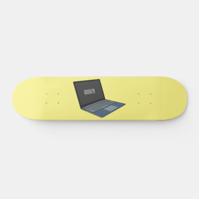 Laptop cartoon illustration  skateboard (Horz)