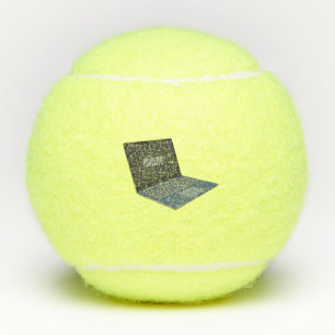 Laptop cartoon illustration  tennis balls